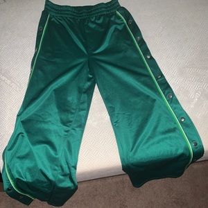 Green open wide pants